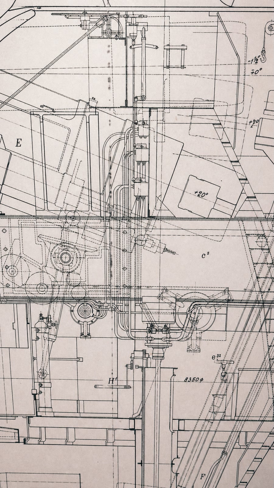 Close-up of a technical engineering drawing